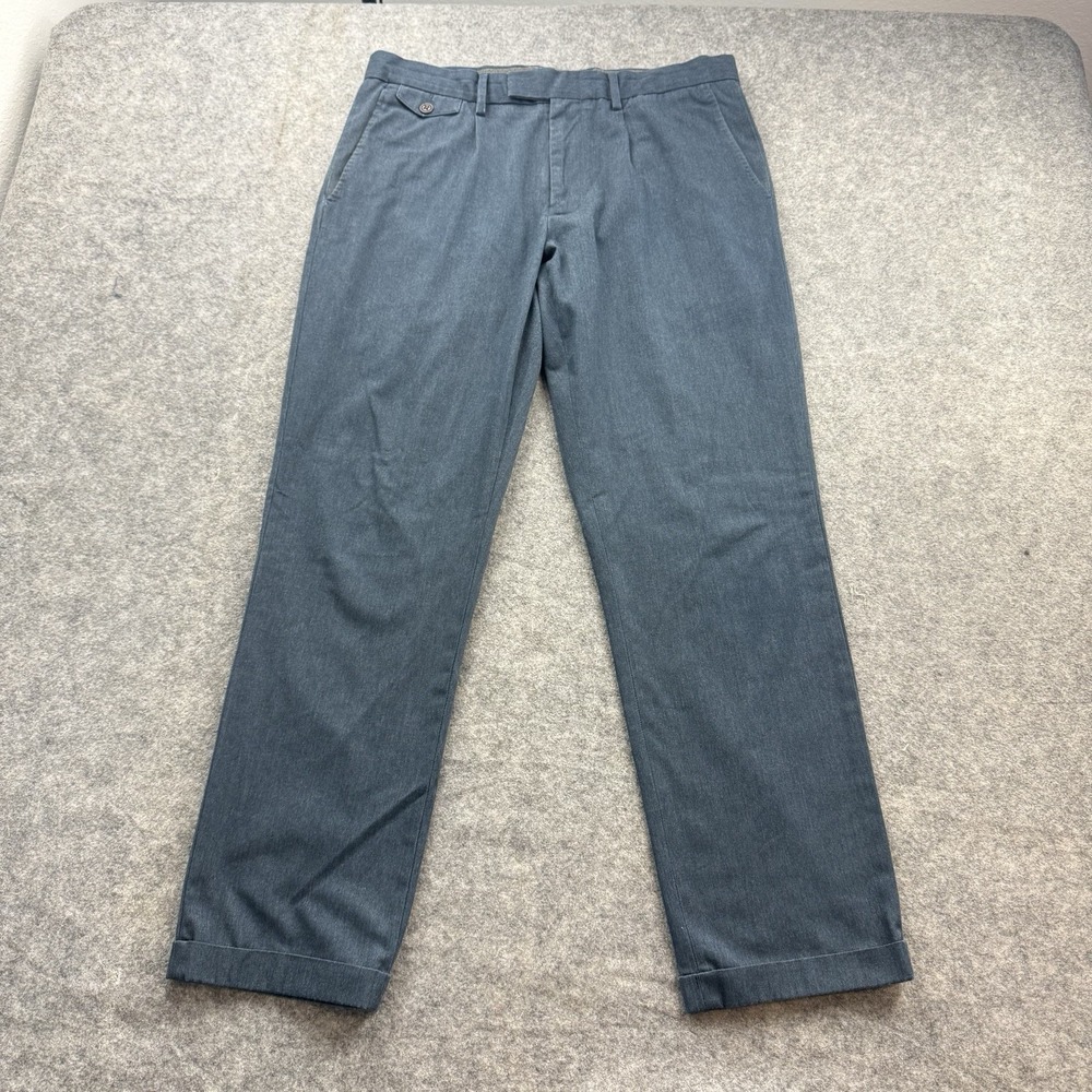 Wallace & Barnes Pants Mens 32x30 Gray Pleated Chino Straight Dress Slacks Cuff